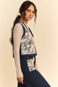 Lace Denim Vest