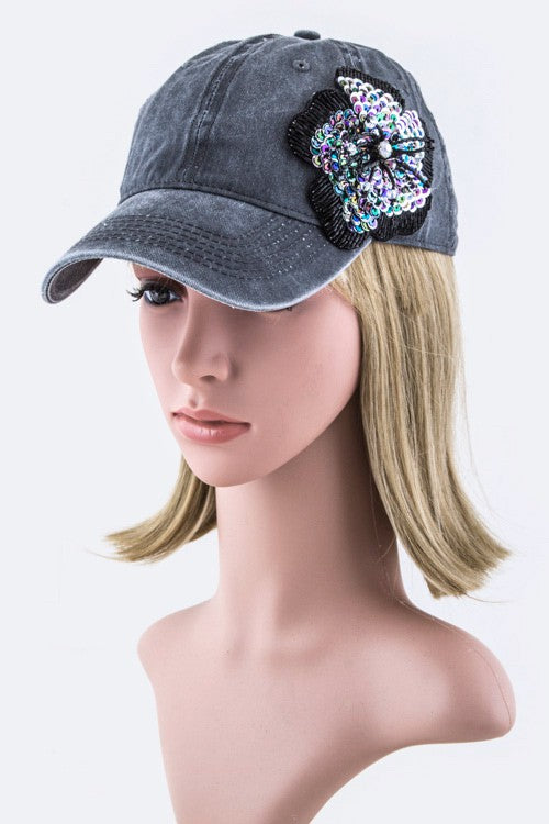 Sequins Flower Cap