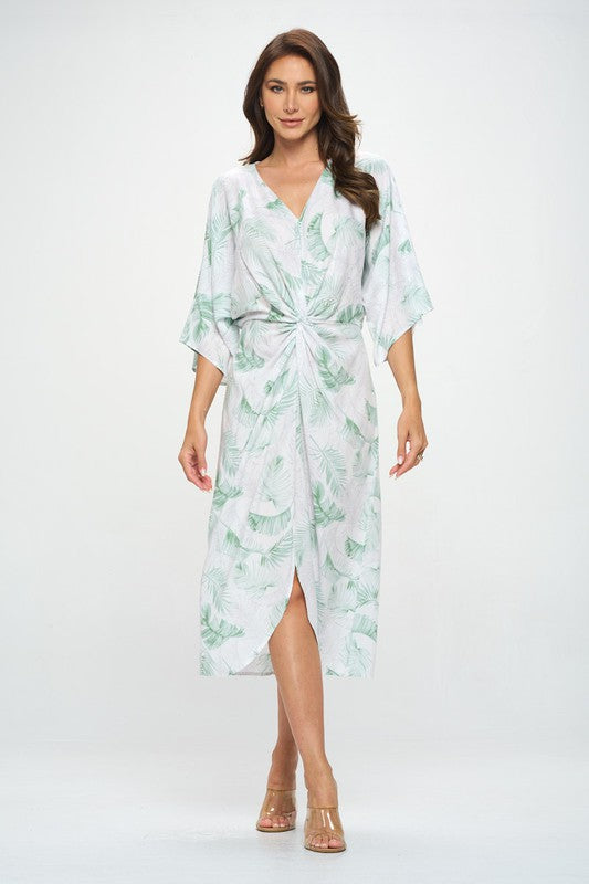 Tropical Leaf Kimono Dress