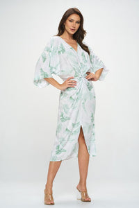 Tropical Leaf Kimono Dress