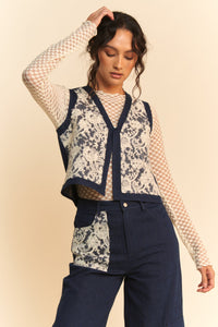 Lace Denim Vest