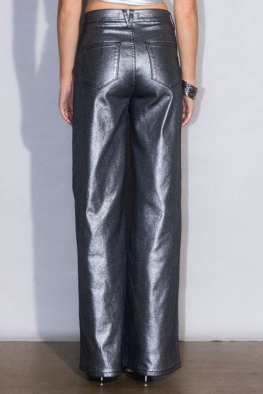 Metallic High Rise Jeans