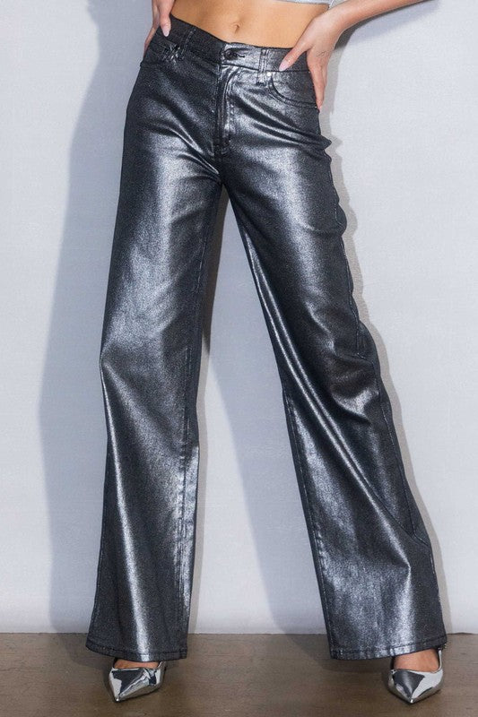 Metallic High Rise Jeans