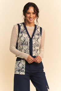 Lace Denim Vest