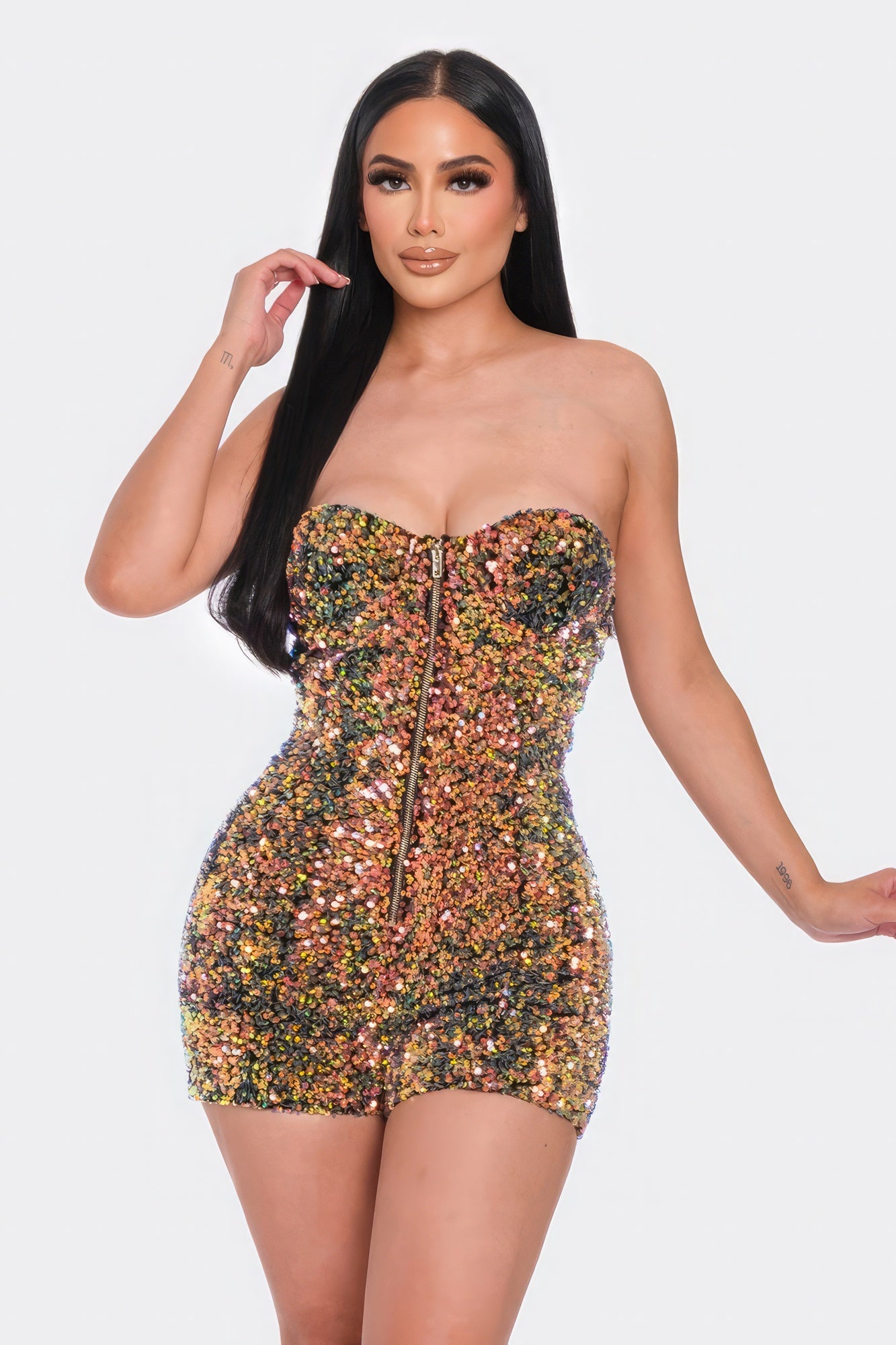 Janet Sequins Tube Romper