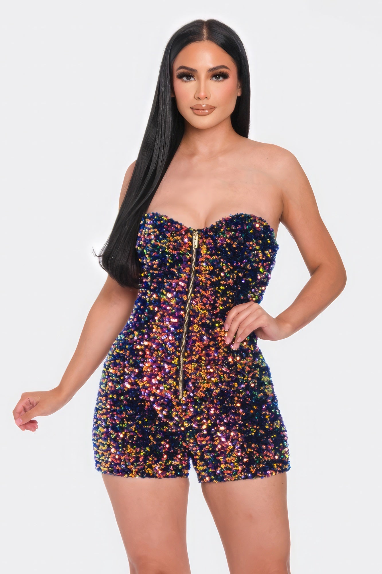 Janet Sequins Tube Romper