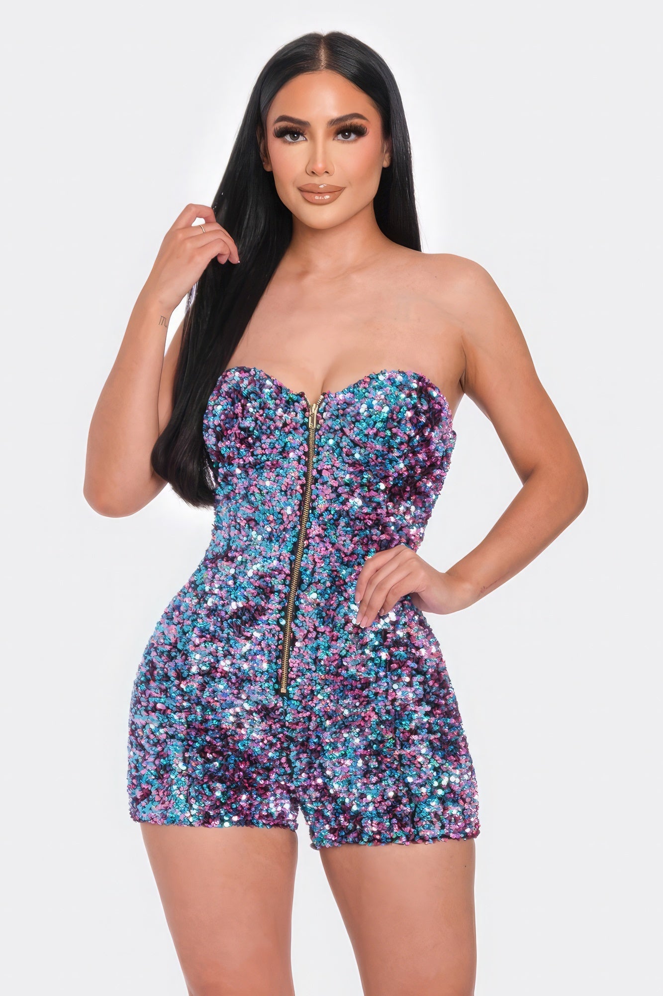 Janet Sequins Tube Romper