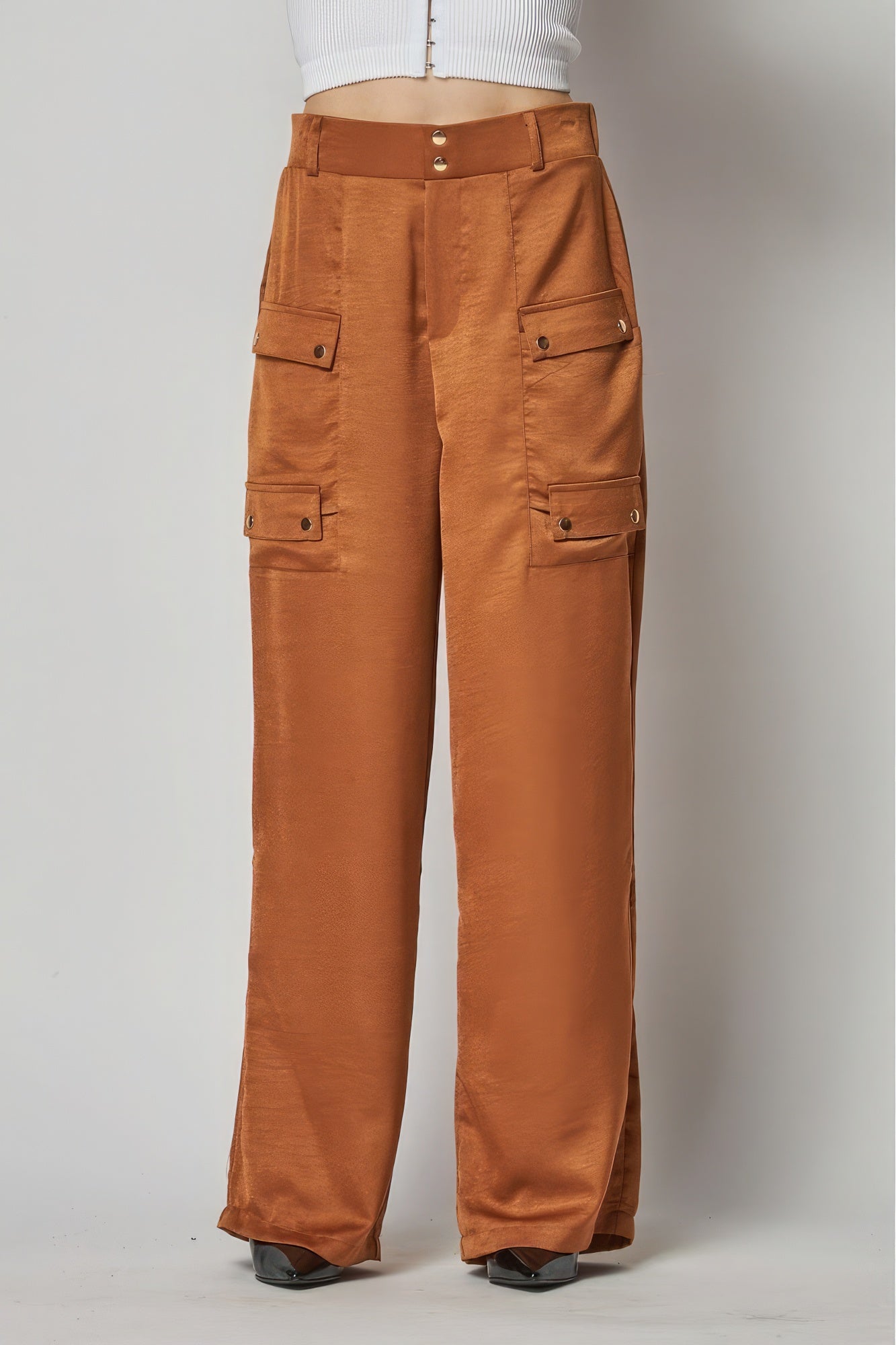 Satin Cargo Pants