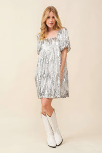 Sequin Babydoll Dress