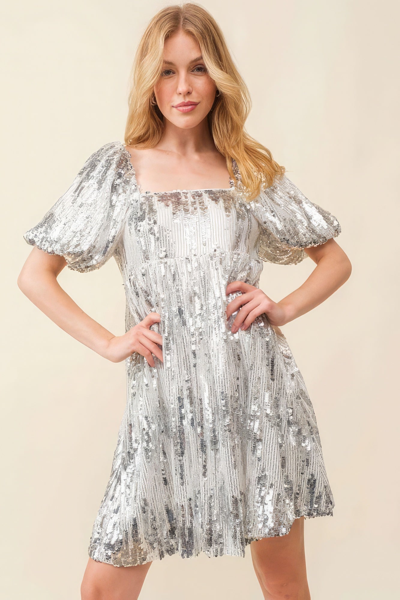 Sequin Babydoll Dress