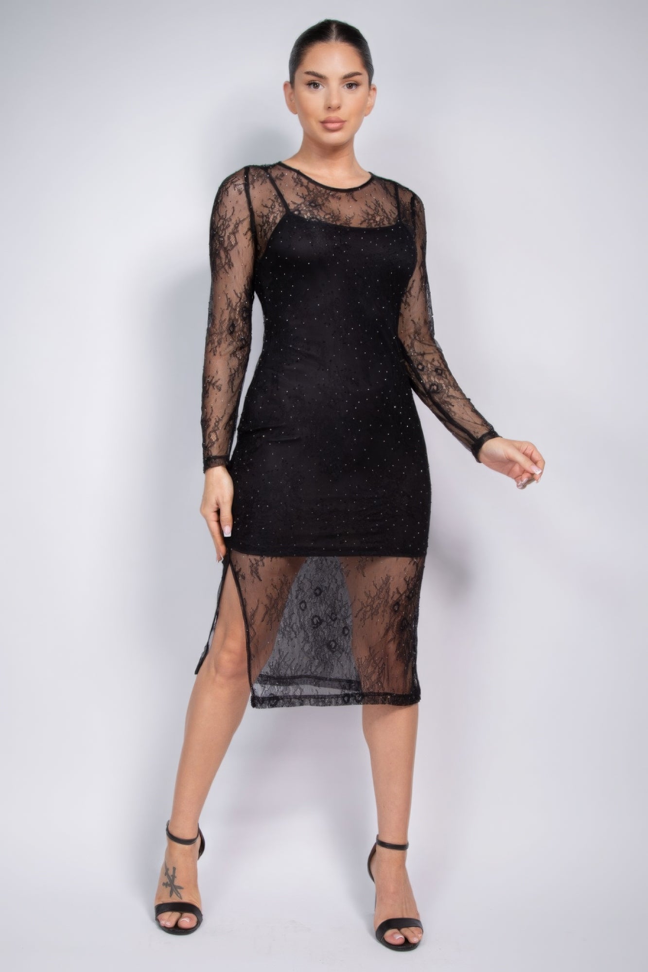 Lace Rhinestone Dress