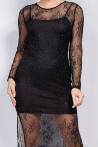 Lace Rhinestone Dress