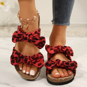 Leopard Bow Sandals