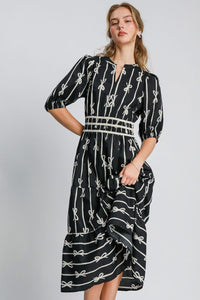 Kaira Black Midi Dress