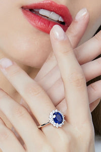 Synthetic Sapphire 925 Silver Ring