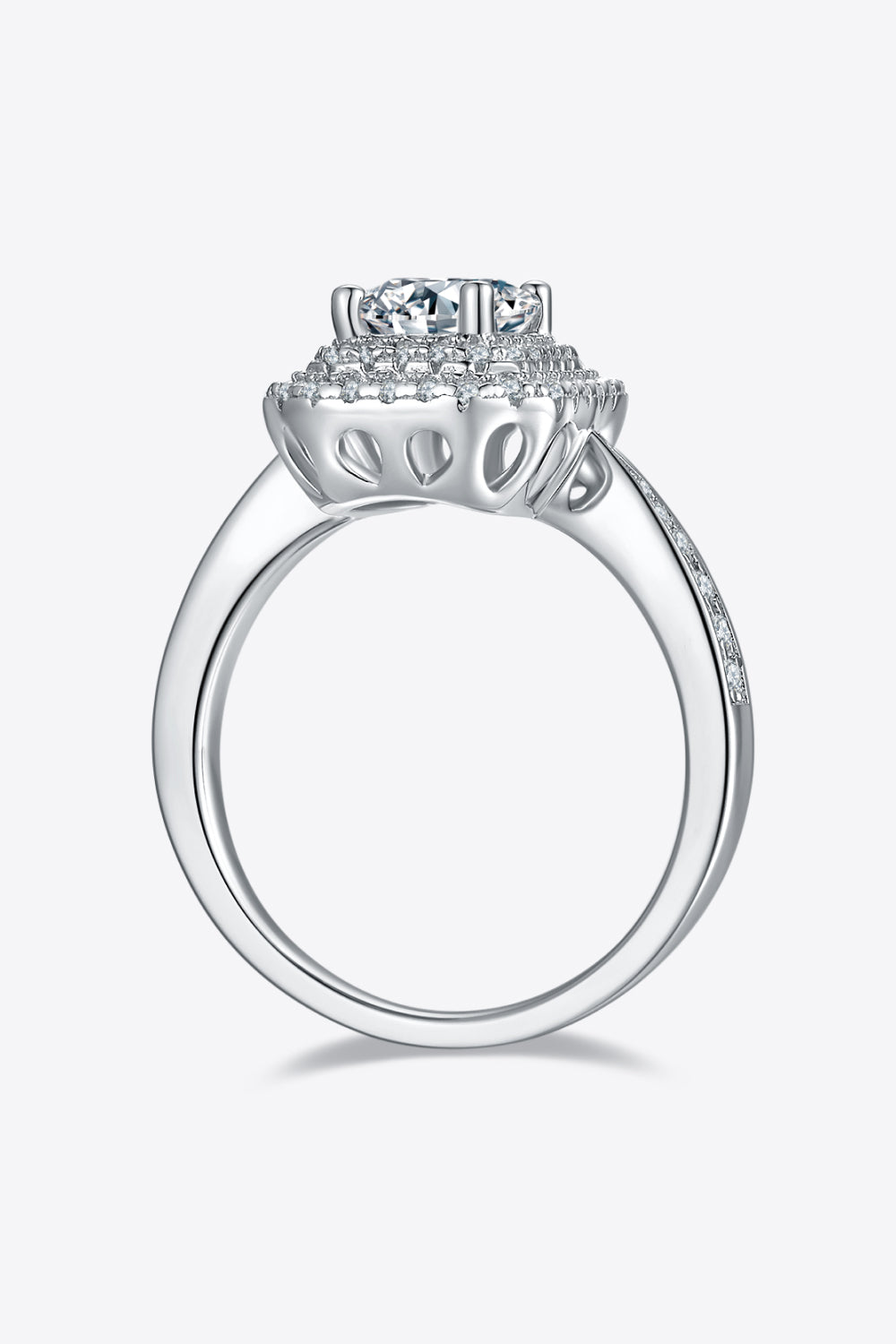 1 Carat Moissanite 925 Silver Side Stone Ring