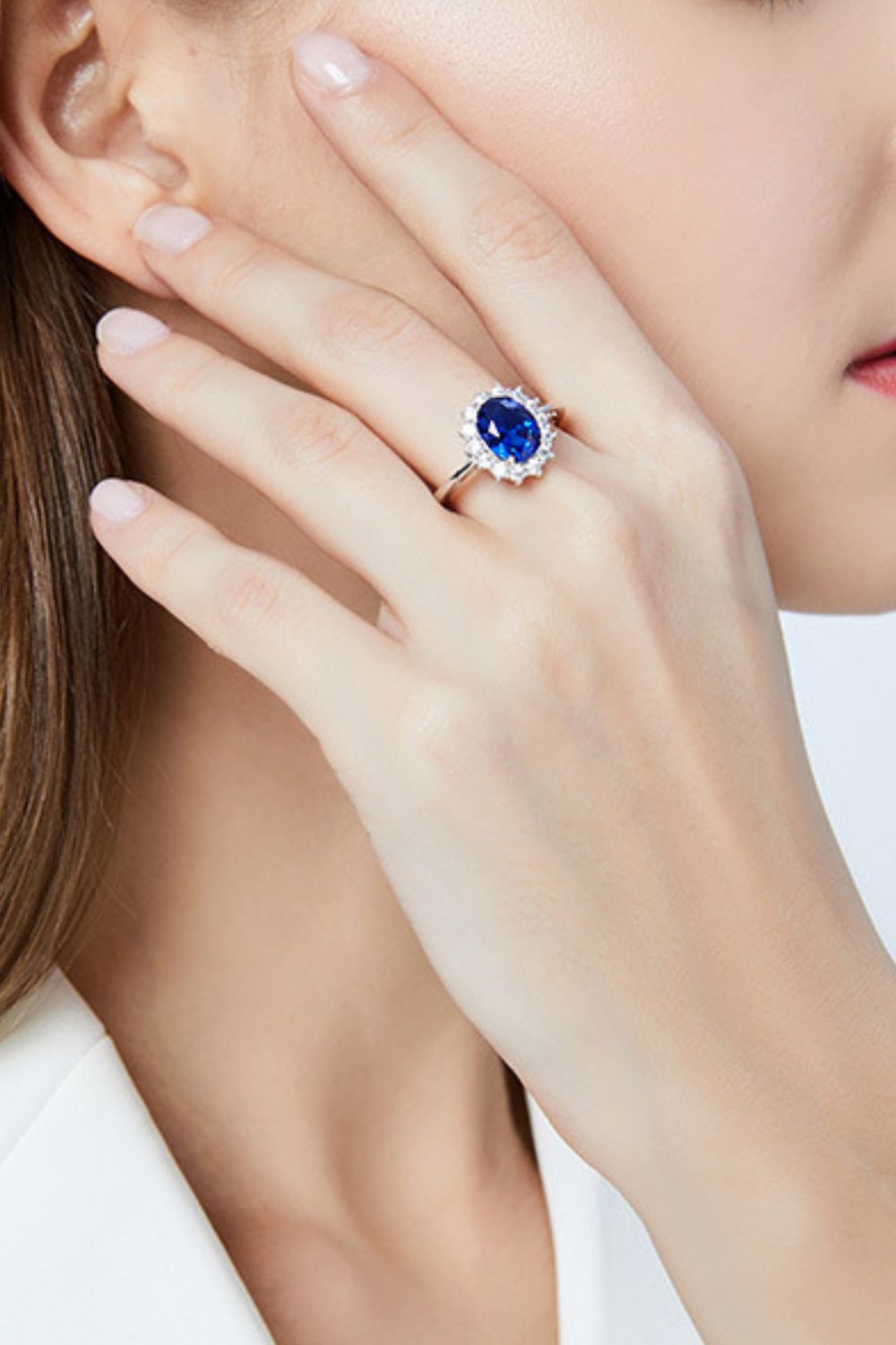 Synthetic Sapphire 925 Silver Ring