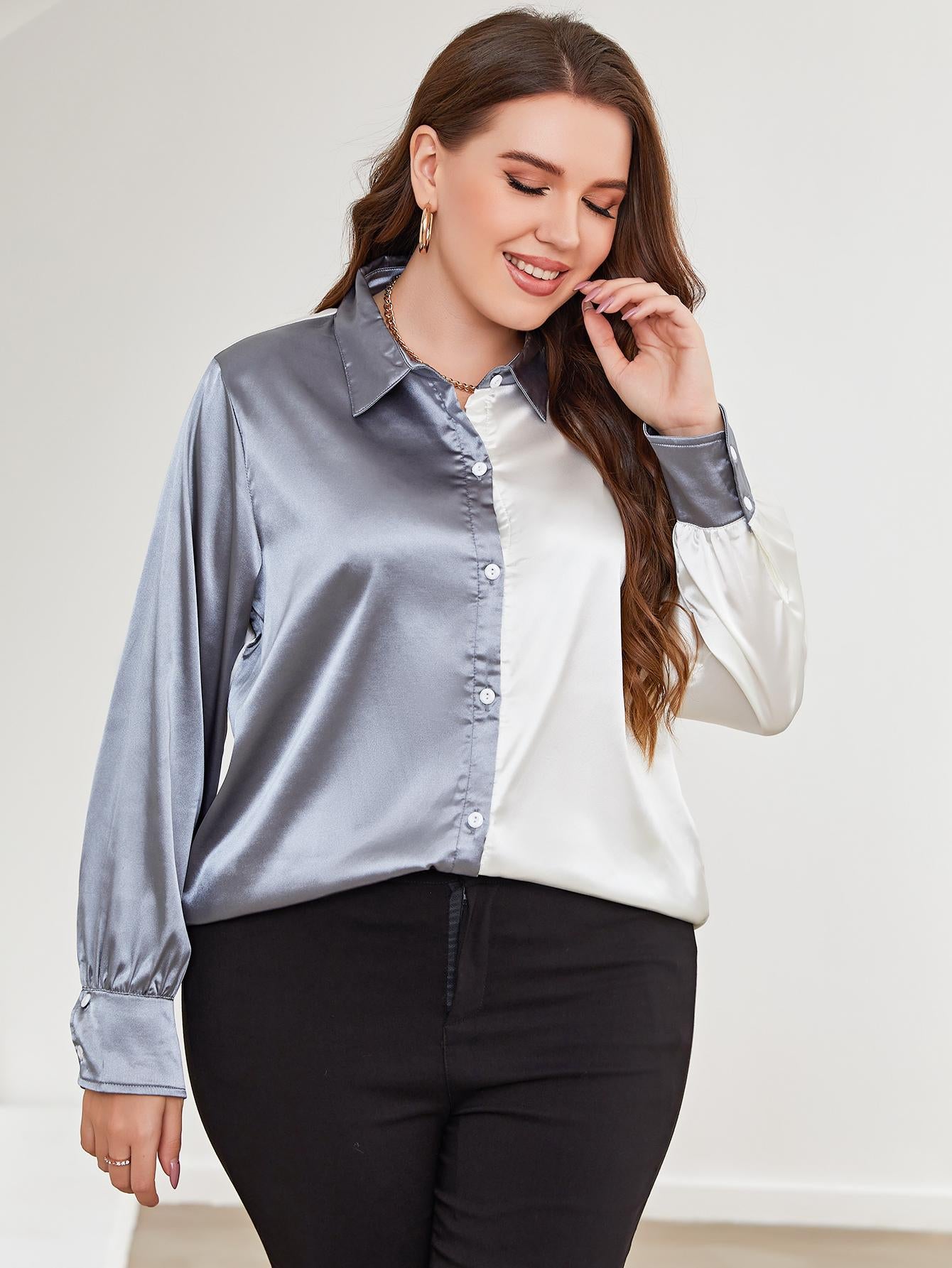 Plus Two-Tone Shirt